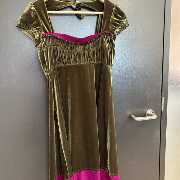 Free People M EUC burnout Velvet green with purple fringe - Picture 2 of 13